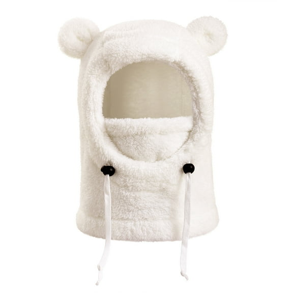 Cyglowse Kids Winter Fleece Hats Children's Balaclava Ski Mask Windproof Warm Adjustable with Fleece Lining Hat for Boys Girls White One Size