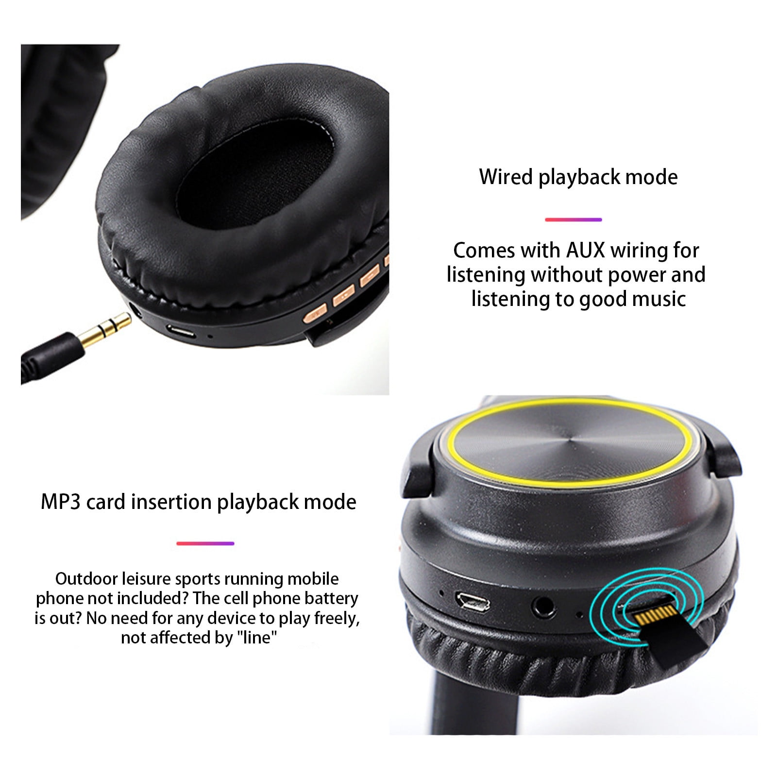 Matoen Active Noise Cancelling Headphones, Bluetooth Headphones, Wireless Over Ear Headphones Bluetooth 5.0 Microphone Deep Bass Headset, 40 Hours Playtime for Travel Work/Cell Phone - Black