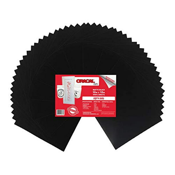 (50 Sheets) Oracal 651 Matte Black Adhesive Craft Vinyl for Cricut