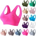 thumbnail image 3 of Bras for Women No Underwire Thin Rhinestone Sports Breathable Yoga Vest Bra Sports Bra Hot Pink, 3 of 4