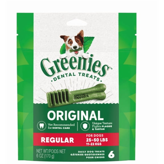 Greenies Adult Regular Dog Dental Treats - Natural, Oral Health, Original 6 Count