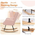 thumbnail image 6 of Rocking Chair, Indoors Glider Accent Armchair with High Backrest for Nursery, Bedroom, Teddy Fabric with Solid Wood Legs, Pink, 6 of 6