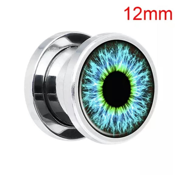 HOOUN Stainless Steel Blue Eyes Ear Plug Tunnel Earring Gauges Expanders Body -ca_-12MM
