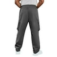 thumbnail image 4 of Stamzod Baggy Mens Sweatpants with Pockets Fashion Solid Color Summer Elastic Waist Cargo Pants Casual Loose Plus Size Workout Pants for Men Dark Gray M, 4 of 7