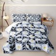 thumbnail image 2 of jejeloiu Muted Floral Quilt Full For Girls,Pastel Pattern Full Bedspread Sets,Light Blue Black,3pcs, 2 of 7