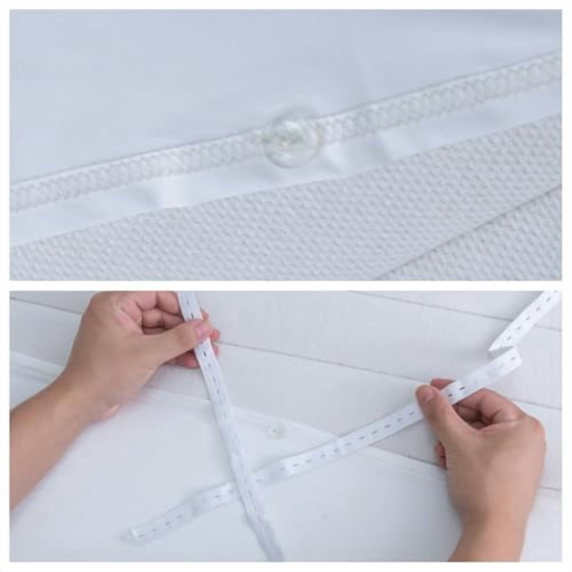 Full Size Box Spring Cover with 4-Way Stretch Elastic Band, Smooth Wrap-Around Bed Skirt for Hotel and Home Use in White