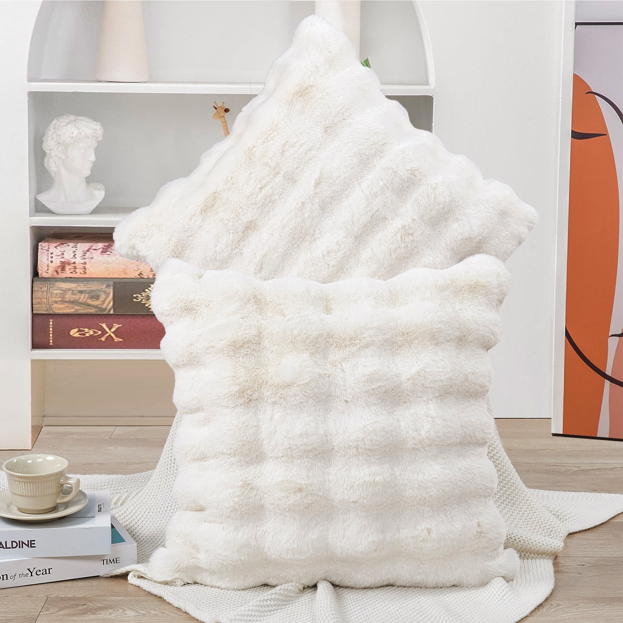 Home Soft Things Bubble Textured Faux Fur Pillow Covers, Set of 2, 20"x20", White