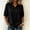 Black #008, variant on Womens Embroidered Cotton Linen Tops Summer Casual Boho Linen Mid Cuffed Sleeve Shirts V Neck Vacation Work Daily Blouses, M