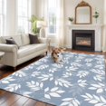 thumbnail image 2 of Leaves Area&nbsp;Rug 5x7ft Abstract Country Spring Light Blue White Leaf Plant Blue Non-Slip&nbsp;Washable Square&nbsp;Rugs Soft Felt Indoor Floor Mat for Bedroom Kitchen Living Room Bathroom, 2 of 9