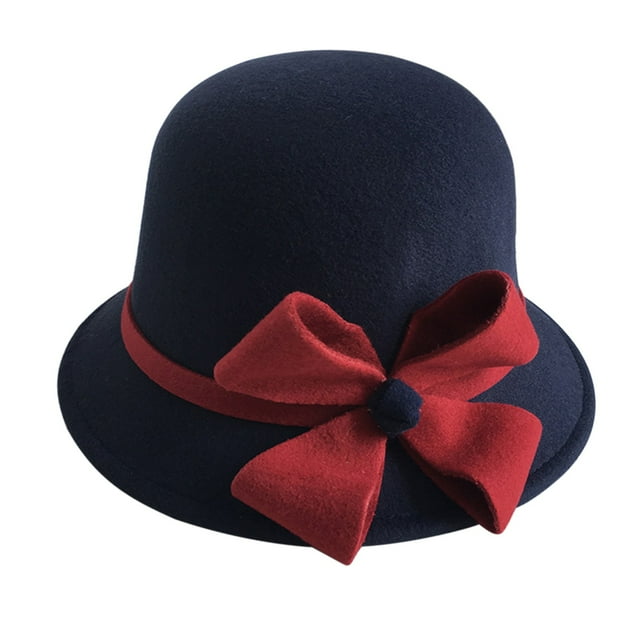 Chapeau Melon Petit pour Femme, Automne et Hiver, Nœud, Bout Rond, Décontracté, Style Bassin de Pêcheur