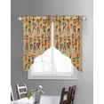 thumbnail image 2 of Brown Boho Swag Valances for Windows, Farmhouse Vintage Ethnic African Women Rod Pocket Sheer Valances for Small Windows, Swag Toppers Light Filtering for Kitchen Living Room 2 Panels 28''x36'', 2 of 5