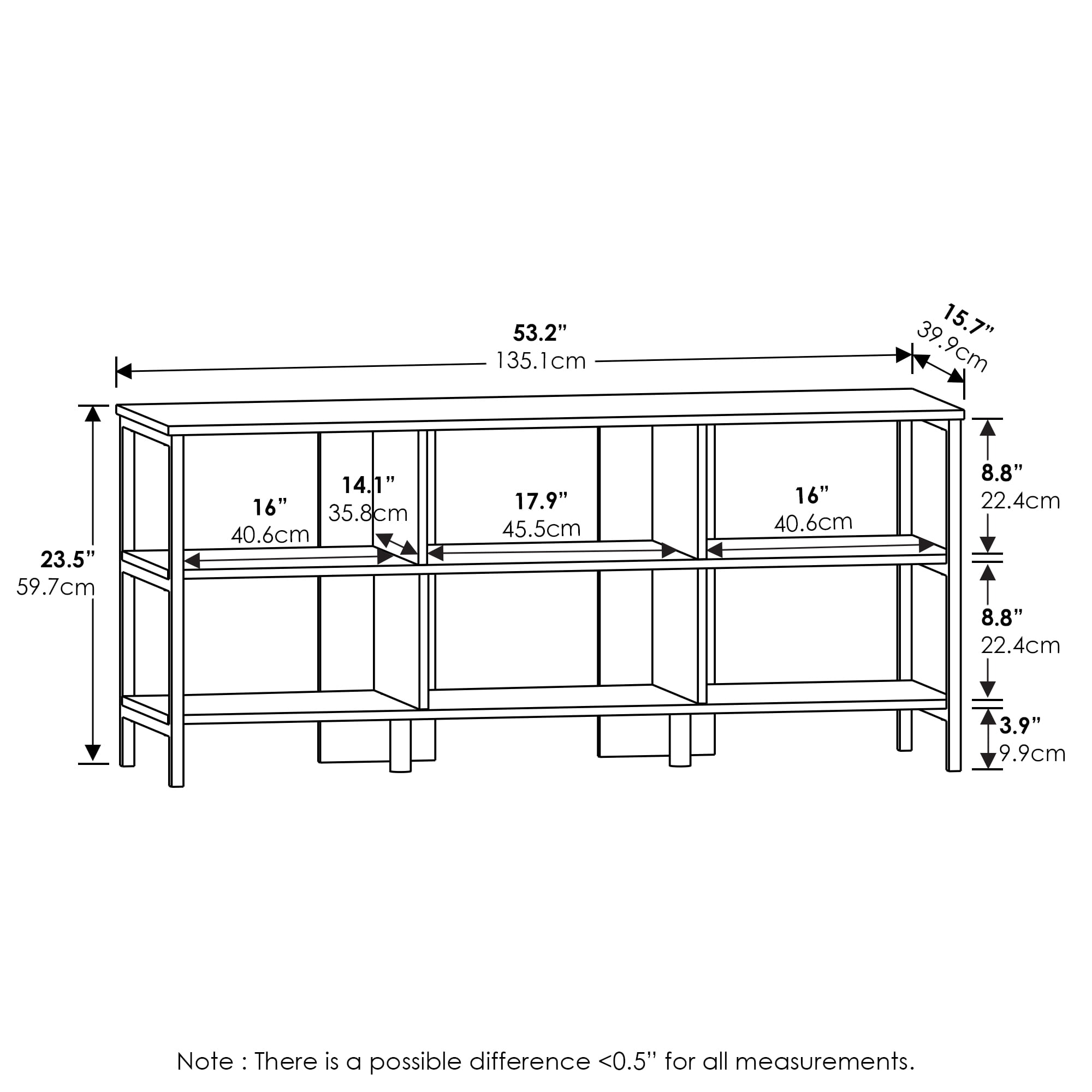 Furinno Classic Modern Living TV Stand, TV Entertainment Center with Open Shelves, for TVs up to 60 Inch, Americano/Black