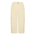 thumbnail image 4 of Lumtrix Cargo Capris For Women Summer Dressy Casual Loose Capri Pants With Pockets High Waisted Work Button Cropped Pant Beige M, 4 of 7
