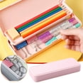 thumbnail image 1 of Estuche de lápices de doble capa con cremallera, compartimentos grandes y pequeños para organizar el material escolar. Bolsa de tela resistente para estudiantes y profesores. Aestivo | Rosa, 1 of 7