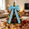 thumbnail image 6 of OCCOA Velvet Bow Christmas Tree Wreath Decorative Pre-Tied Ribbon Ornament for Door Mantel Window Gift Wrapping Home Party Decor Xmas Present, Blue, 6 of 6