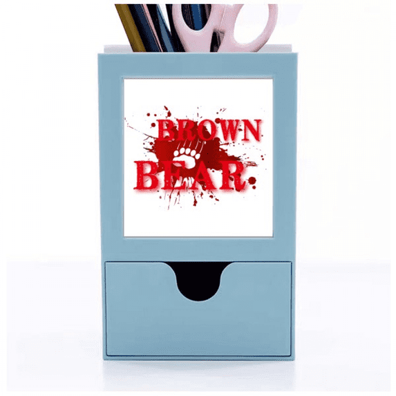 Outline Brown Bear Foot Desk Supplies Organizer Pen Holder Card