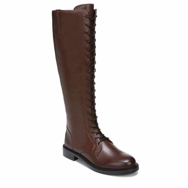 Sam Edelman Nance Terazzo Brown Burnished Leather Lace Up Knee High