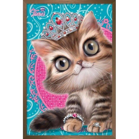 Animal Club - Kitten in a Tiara Wall Poster, 14.725" x 22.375", Framed