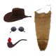 thumbnail image 1 of Sombrero vaquero y gafas sol divertidas con barba para carnaval, , escenario y vacaciones. marrón, 1 of 8
