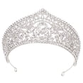 thumbnail image 2 of Tiara Fernando Diadema de novia de cristal Blanco Tocados de corona nupcial, 2 of 8