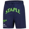 thumbnail image 2 of Men's NFL x Staple Navy Seattle Seahawks Throwback Vintage Wash Fleece Shorts, 2 of 3