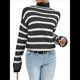 thumbnail image 2 of Suéter de Punto A Rayas con Bloques de Color y Larga para Mujer, Informal, Otoño e Invierno Rayas Negras XXL, 2 of 7