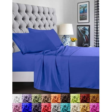 Luxury 1500 Series Silky-Soft Wrinkle Resistant 4 Pieces Sheet Set - Queen Royal Blue