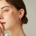 thumbnail image 2 of Snowflake Santa Claus Threader Tassel Earrings for Women Sterling Silver Pins Red Crystal Stock Christmas Hat Dangle Drop Christmas Tree Earring Studs Christmas Party Jewelry, 2 of 12