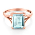 thumbnail image 3 of Gem Stone King 5.50 Ct Octagon Sky Blue Topaz 14K Rose Gold Ring, 3 of 6