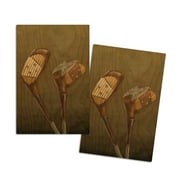 Golf Driver, Oil Painting (4x6 Birch Wood Postcards, 2-Pack Stationary, Rustic Home Wall Decor)