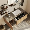 thumbnail image 4 of 48" Floating Bathroom Vanity with Sink, Modern Wall Mounted Vanity Bathroom Storage Cabinet with Gray Sintered Stone Top White Ceramic Basin, Light Wood, 4 of 6