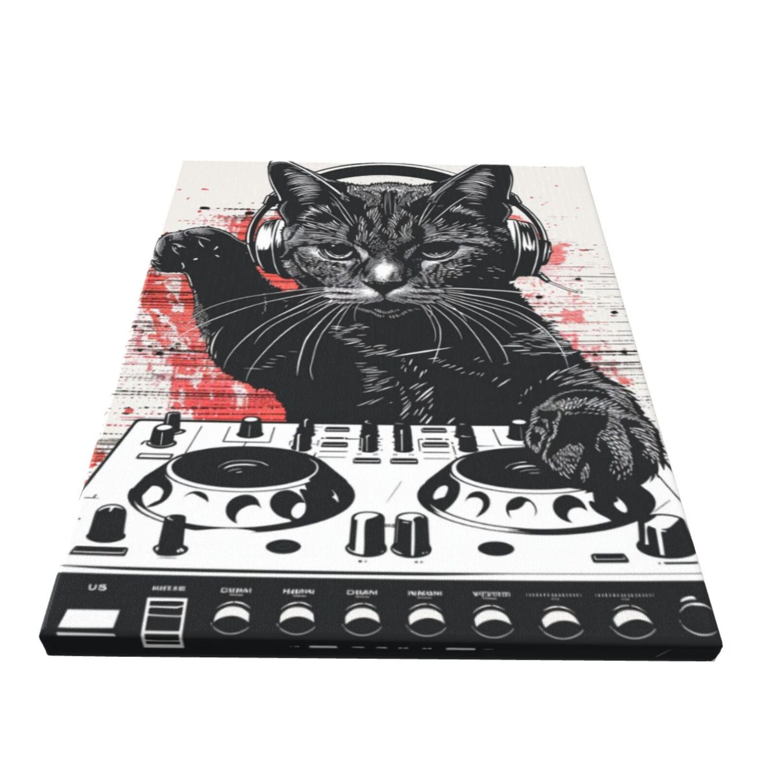 12x16 inch Music Room Wall Decor Cat Playing Music Canvas Frameless Painting,Music Festival Wall Art Decor Prints Poster,Modern Art Cat Playing Music Decorative Paintings,Gift For Music Lover