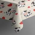 thumbnail image 3 of Beige Cow Heart Pattern Rectangle Tablecloth 60"x84",Waterproof Polyester Rectangle Table Cloth, Wipeable Spillproof Polyester Tablecloth for Dining, Camping, Indoor and Outdoor, 3 of 5
