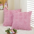 thumbnail image 3 of Easter Throw Pillow Covers 18x18 Inch, Set of 2 for Easter Decorations Pink Bunny Rabbit Soft Plush Faux Fur Wool Pillow Covers for Sofa Living Room Couch Bed, 3 of 6