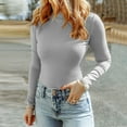 thumbnail image 2 of IROINNID Undershirt for Women Tight-fitting Pullover Turtleneck Long Sleeve All-match Bottom Tops,Gray, 2 of 7