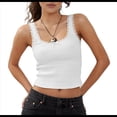 thumbnail image 2 of Camisola de Tirantes para Mujer, , Ajustada, de Punto Acanalado, con Encaje, para Verano, con Cuello Cuadrado y Sin Mangas. L, 2 of 9