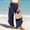 c01Blue, variant on LNWUY Linen Pants Women Smocked High Waisted Wide Leg Cropped Pants with Pockets Cute Ruffle Boho Flowy Beach Pants Black XL