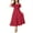 Red, variant on 2025 Summer Casual Midi Dress for Women Short Puff Sleeve Solid Color High Waist Smocked Tiered Ruffle Flowy Dresses
