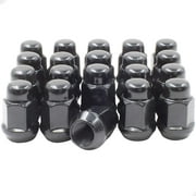 Wheel Accessories Parts Set of 20 Black 12x1.25 Lug Nuts Closed End Bulge Acorn Lug Nut Style 1.38" Long Cone Seat 19mm (3/4") Hex Wheel Lug Nut (M12x1.25, Black