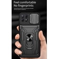 thumbnail image 3 of Heavy Duty Protection Case for Oppo Realme 8i, Magnetic Ring Kickstand Slide Camera with Card Holder Phone Cover for Oppo Realme 8i LJK Black, 3 of 9