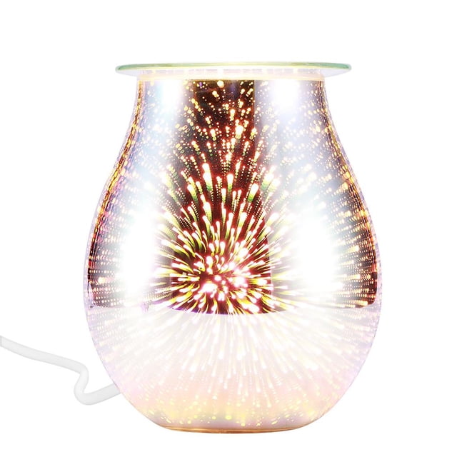 Wosthever Lámpara de aromaterapia de vidrio en forma de corazón 3D Lámpara de aroma eléctrica Fusor de cera Luz de noche de aroma esencial para sala de Iluminación navideña No.12 EU Plug Wosthever HA027798-12