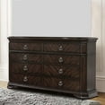 thumbnail image 3 of Traditional 8 Drawer Wooden Dresser with Bracket Legs Support, Brown, 3 of 5