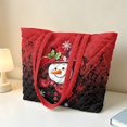thumbnail image 3 of XYZCANDO Christmas Snowman Print Quilted Tote Bag, Padded Shoulder Handbag with Musical Note Pattern, Large Capacity Purse for Holiday Shopping Daily Use Women Gift, 3 of 7