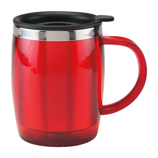 Paquete con 20 piezas de Taza doble pared acero inoxidable con tapa rojo 9 x 12