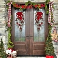 thumbnail image 4 of Christmas Swag Wreaths, 23.6in Artificial Christmas Teardrop Swags Stairs Christmas Decoration For Stair Railing Wall Window Xmas Decor, With Pine Needles & Red Berries Festive Accents, 4 of 11