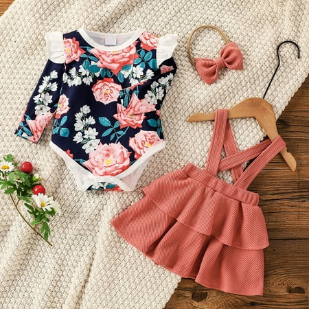 

QISIWOLE Autumn Children s Girl s Clothing Set Long Sleeve Jumpsuit Suspenders Skirt With Headband Deals
