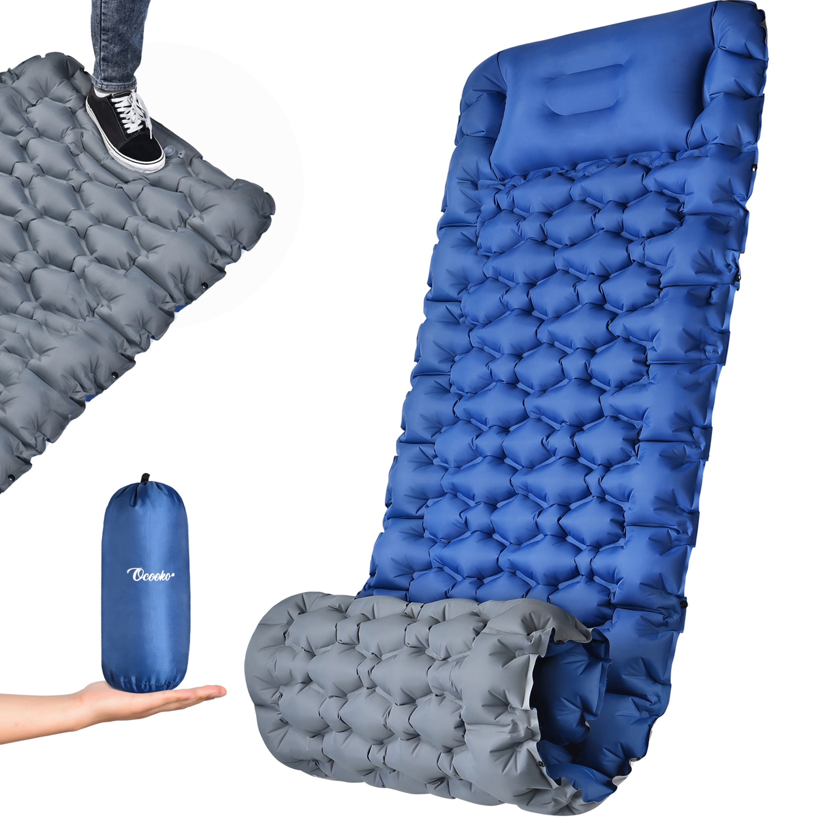 BASE L SELF INFLATE MAT is large camp lightweight thermalite air bed airbed blue 