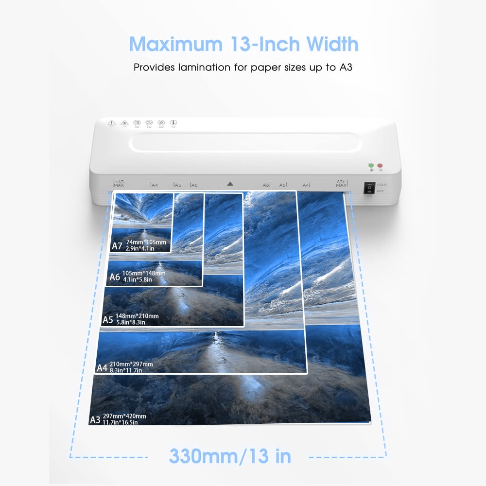 Crenova 13-Inch 3-in-1 Laminator Machine with Laminating Sheets, Trimmer & Corner Rounder, White, for Home Office, Holiday Gift