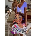 thumbnail image 3 of Vestido informal con estampado 3D de princesas de Disney para mujer, vestido holgado de manga corta con cuello en V estilo bohemio, 3 of 5