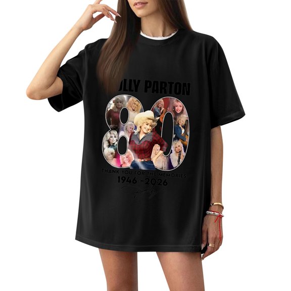 Women's Retro Parton Memorial T-shirt Unisex Graphic Dolly T-shirts Short Sleeve Crew Neck Tee for Vintage Country Music Tribute,(XXL)